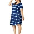 thumbnail image 4 of MODA NOVA Juniors' Plus Size Tunic V Neck Short Sleeve Round Hem Tie Dye Midi Dresses, 4 of 6