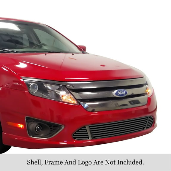 2010-2012 Ford Fusion Sport Stainless Steel Black Powder Coated Finish Horizontal Billet Black Stainless Steel Billet Grille