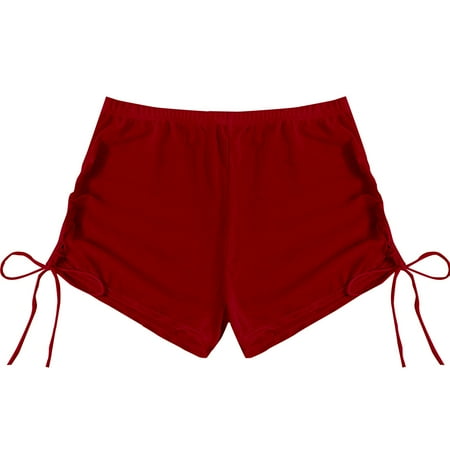 Yajing Bikini Bottoms for Women High Waist Breathable Chiffon Swim Shorts Full Coverage 2025 Summer Beach Bikini Bottoms Red M Swimming Suits for Women