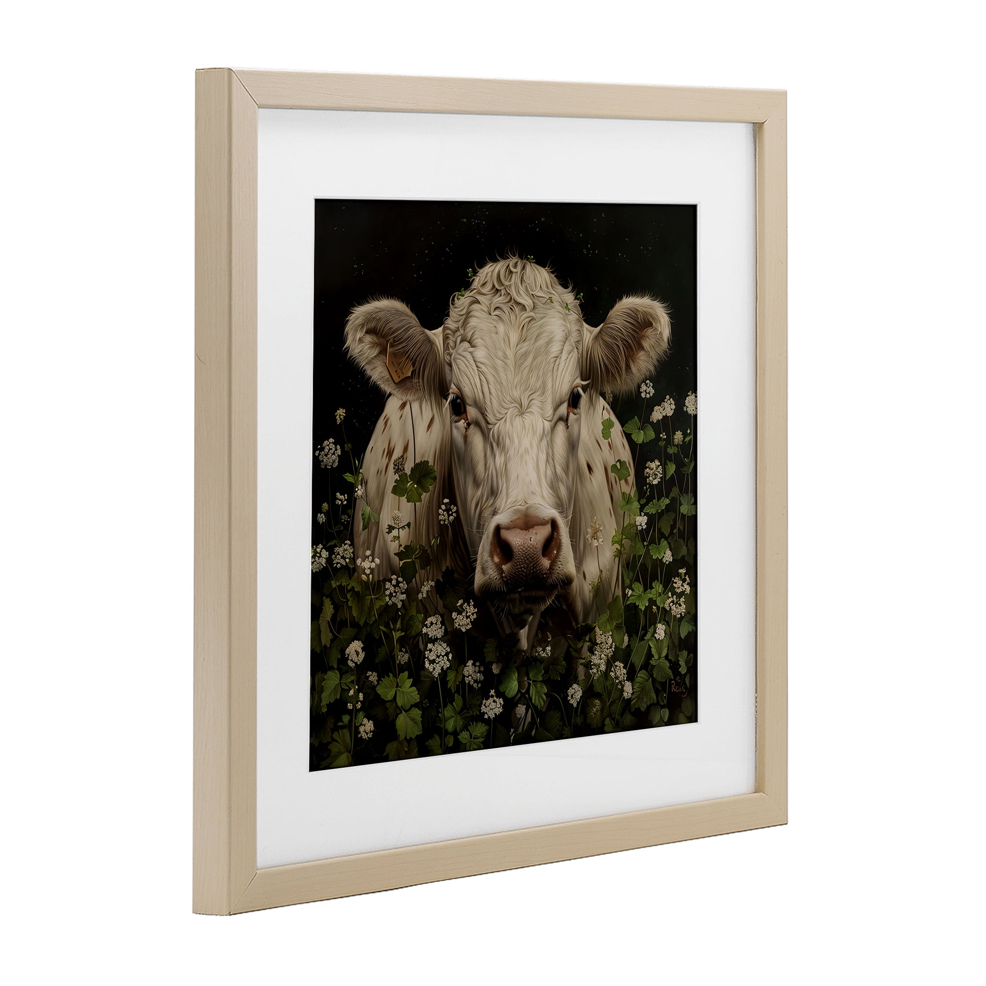 Stupell Industries Cow in the Green Meadow Birch Framed Print Under Glass, design by Creative Studio