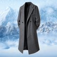 thumbnail image 2 of Men's Blend Double Long Overcoat With Lapel Collar Formal Business Casual Attire Dark Gray 4XL, 2 of 9