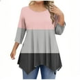 thumbnail image 2 of Qulqfy Women's 3/4 Length Sleeve Tops Plus Size Spring Shirts Tunic Fall Swing Crew Neck Going Out Tops Womens Blouses XXL, 2 of 5