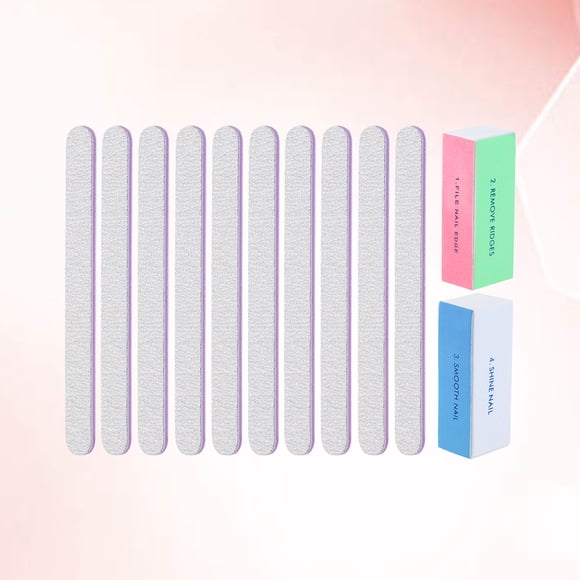 TEHAUX 2Pcs Emery Board Nail Files Double Sided Assorted Colors for Nail Care and Polish