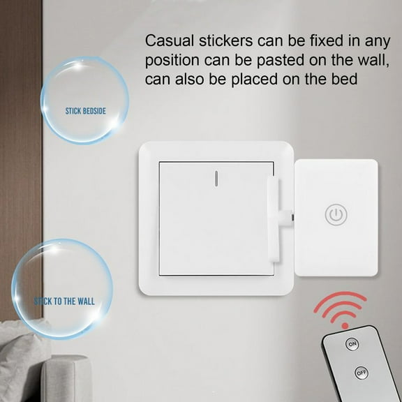 Pebbuoy Smart Wireless Light Switch Controller with Remote Control Long Sensing Range No Wiring Required Turn Off Lights Artifact Smart Switch Button Pusher