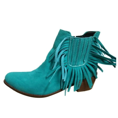 

Zipper Women s Pointed Ankle Boots Autumn Shoes Side Heel Toe Winter Thick Style Fringed Boots Women s Boots