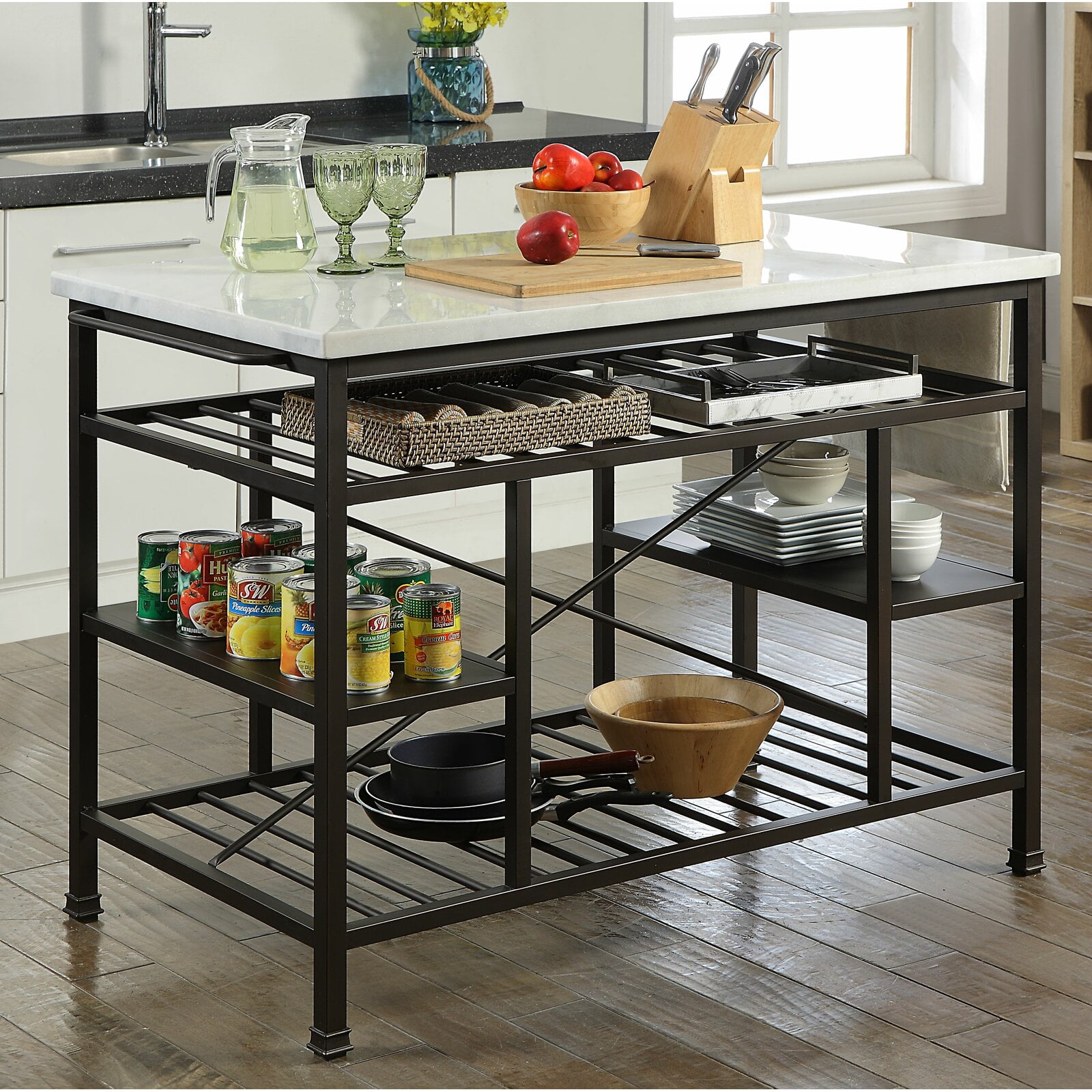 Detlev prep table with on sale marble top