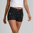 thumbnail image 7 of Noric Women's Denim Shorts Stretchy Slim Fit Cargo Pockets Button Casual Summer Beach Hot Pants, 7 of 7