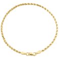 thumbnail image 2 of 10K Yellow Gold 2mm Hollow Diamond Cut Rope Link Bracelet / Anklet 8 Inch, 2 of 3