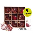 thumbnail image 1 of Esferas para árbol de navidad Artego de 8 cm de diámetro paq 9 esferas de plástico Rojo Diamond * Línea Handmade acabado crystal pintadas a mano 3 estilos, para colgar Christmas ornaments, 1 of 7