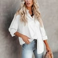 thumbnail image 4 of OKBOP Off The Shoulder Tops,Fashion Print Casual Long Sleeve Turndown Collar Button Shirt Womens Blouses And Tops Dressy V Neck Long Sleeve Shirts for Women, 4 of 9