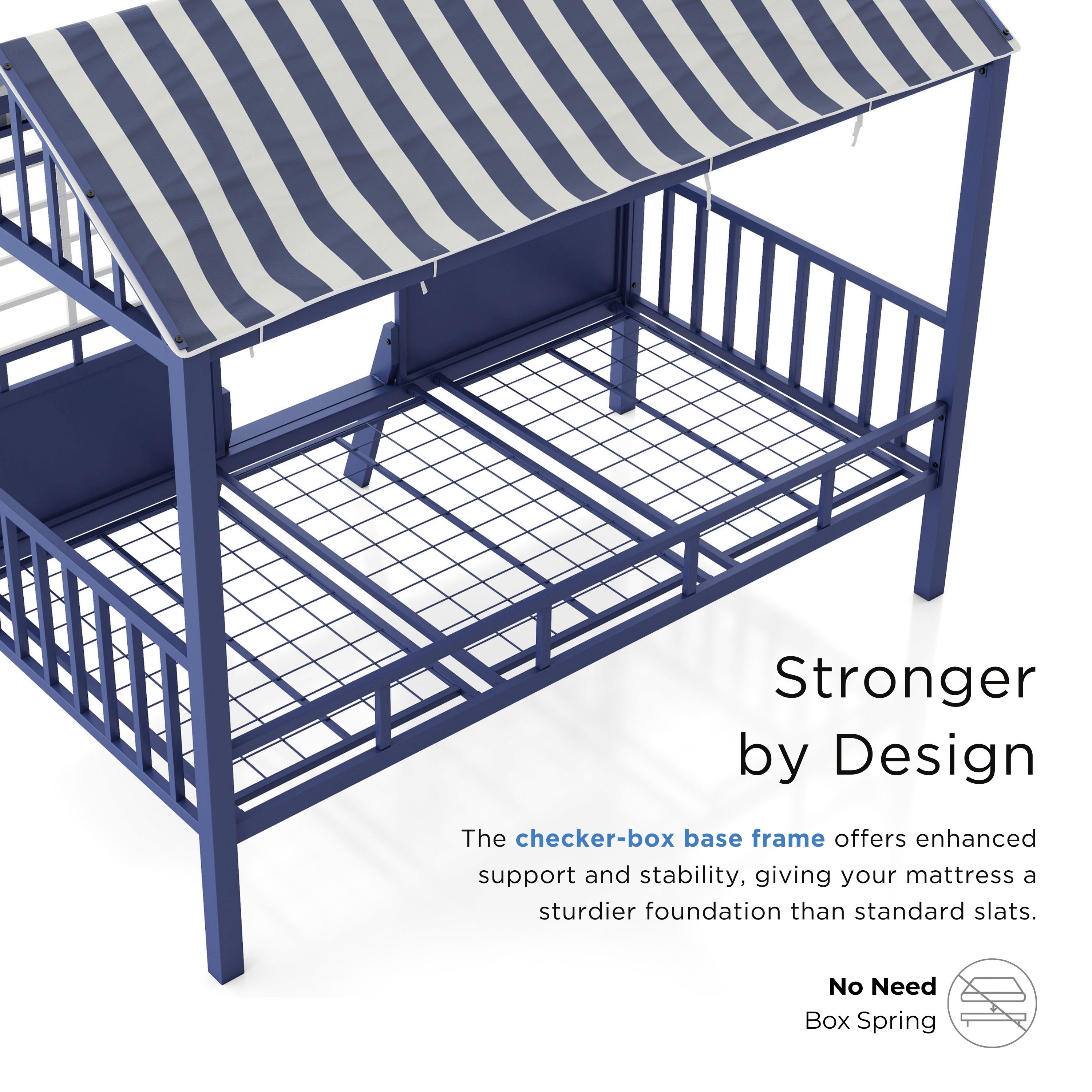 Furniture of America Little House Kids Metal Loft Bed with Guardrails, Gray, Twin