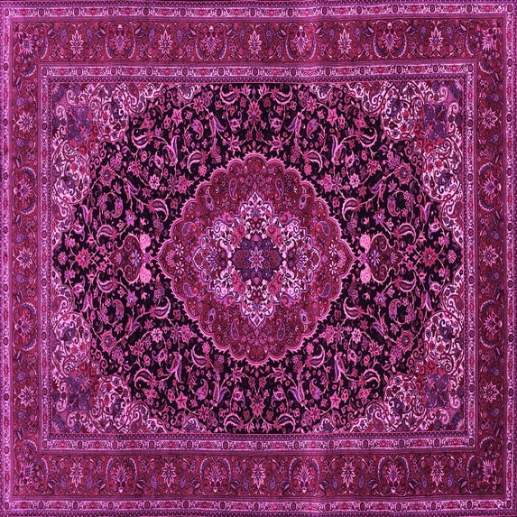 Ahgly Company Indoor Square Medallion Pink Traditional Area Rugs, 3' Square