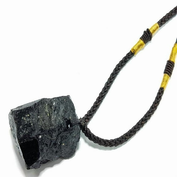 Healing Stone Necklace Black Tourmaline Pendant Choker Natural Stone Necklace