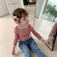thumbnail image 4 of Baby Girl Kids Blouses Long Sleeves Solid Color Doll Collar Tops Blouse 1-7T, 4 of 6