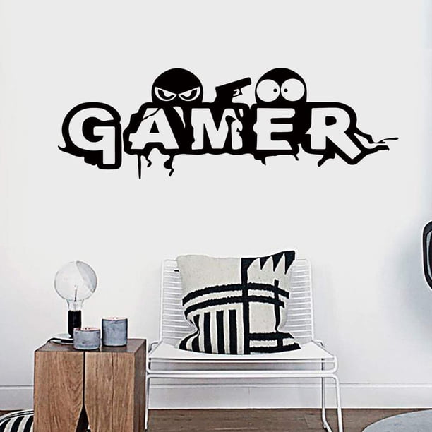 LZYMSZ Gamer Wall Decal Set – "Game Eat Sleep" Vinyl Stickers For Teen Boys Bedrooms, Playrooms & Game Rooms (Black, 2 Pieces)