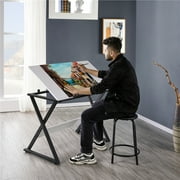 Alden Design Drawing Board with Adjustable Split Top Tabletop, White/Black
