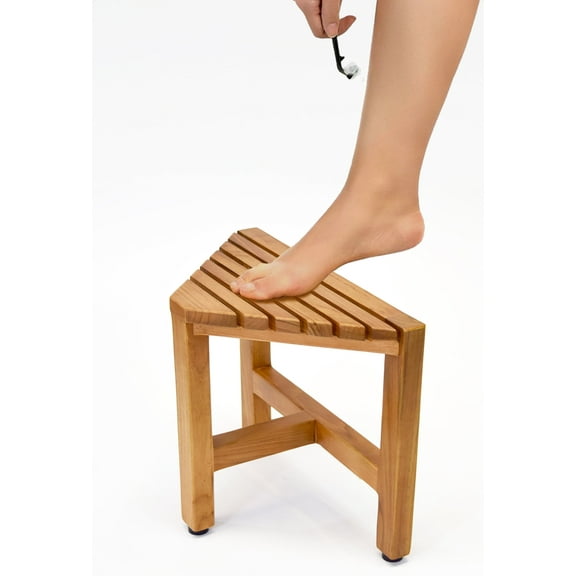 Asta Zini Solid Teak Fully Assembled Shower/Bath/Spa Corner Foot Stool, Side Table, SPATEAK Collection, TB-014
