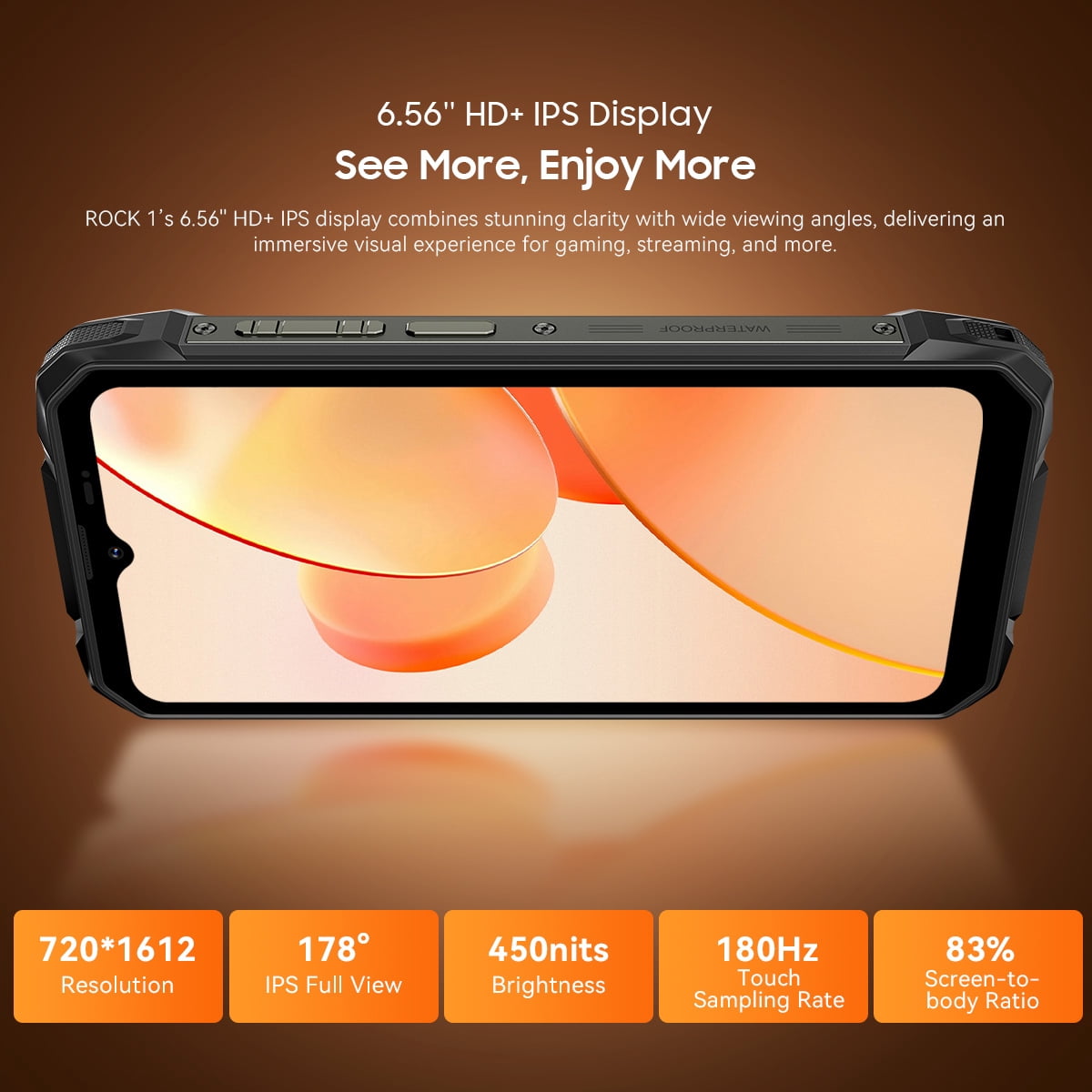 Blackview Rock 1 Android 16 Outdoor Mobile Phone without Contract 4G, 24GB + 256GB, 15000mAh Outdoor Smartphone, 6.56 Inch HD+ Dual Pantalla, 20MP + 16MP, IP68 Waterproof Construction Site Mobile