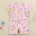 thumbnail image 2 of HCNTES Baby Children Unisex Short Sleeve Jumpsuit Romper Toddler Kids Soft Pajamas Sleepwear Loungewear for Spring Summer(L01-Light Pink,12-18 Months), 2 of 4