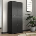 thumbnail image 2 of 72 Inch Fluted Kitchen Pantry Cabinet with Keyboard Drawers and 6 Door Shelves Adjustable, Modern Freestanding Storage Cupboard with Built-in Spice Rack for Bathroom, Dining Room and Entryway, Black, 2 of 9