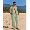thumbnail image 5 of COOFANDY Men Vacation Outfits Sets Linen Sets Outfits 2 Piece Short Sleeve Casual Shirt Beach Pants Party Outfits, 5 of 7