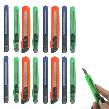 16 Knife Utility Box Cutter Retractable Snap Off Lock Razor Sharp Blade Tool