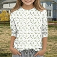 thumbnail image 2 of SERTG Hauts Mignons pour Enfant Printemps Automne Été Manches 3/4 Col Rond Mignon T-Shirt de Sortie Imprimé Mode Tenues Manches Mi-Longues 3-12 Ans (Vert Armée#1,11 Ans), 2 of 6