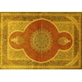 thumbnail image 1 of Ahgly Company Machine Washable Indoor Rectangle Medallion Yellow Traditional Area Rugs, 4' x 6', 1 of 4