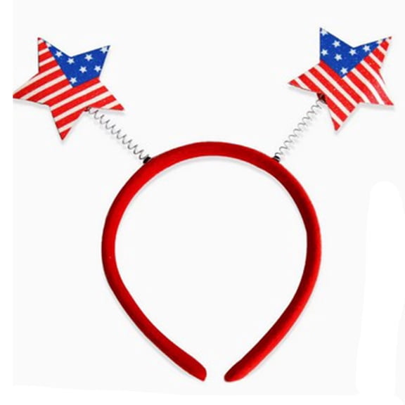 Tepsmf 4th of July Star Headband Patriotic Flag Bopper Headband Light-Up Hair Accessory for Independence Day Party Celebration Adults Kids