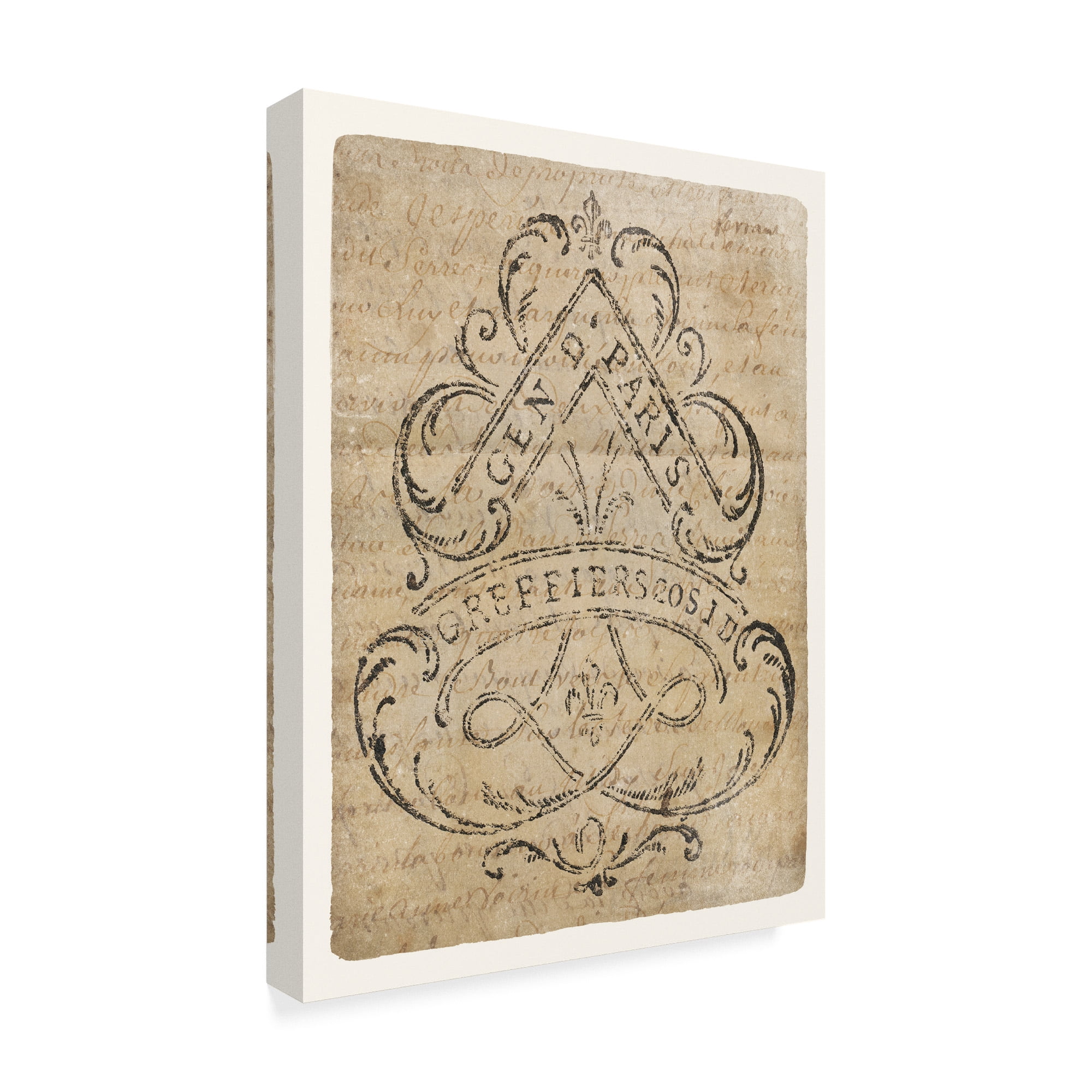 Trademark Fine Art 'Vintage Letter Crest I Antique Border V2' Canvas Art by Wild Apple Portfolio