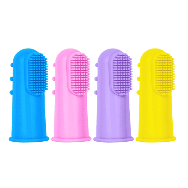 Juego de 4 cepillos de dientes para perros, cepillo de dientes de silicona de 360° para mascotas para la limpieza dental, cuidado dental, cepillo de dientes de dedo para cachorros, gatos y animales pe