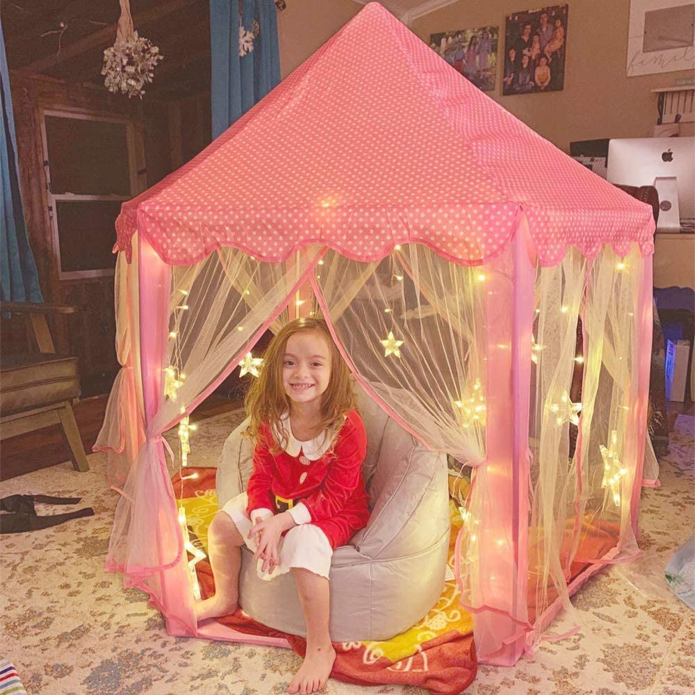 Details about   ZNCMRR Princess Castle Playhouse Large Tent Girls Kids With Star String Lights 