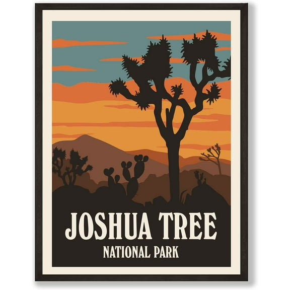 Aaheei Joshua Tree National Park Posters & Prints Vintage National Parks Poster | Nature Wall Art Decor | Mountain Travel Posters