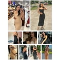 thumbnail image 6 of Elegant Women's Solid Stretchy Bodycon Cami Maxi Pencil Dress M, 6 of 7