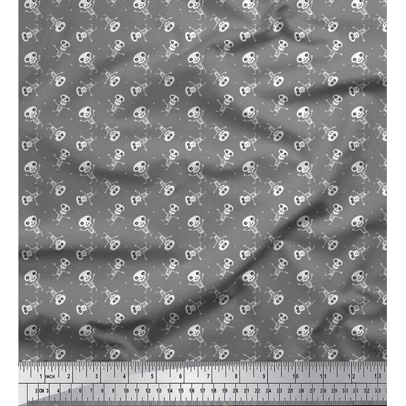 Soimoi Cotton Jersey Fabric Cartoon Skull Halloween Print Fabric by The Yard 58 Inch Wide