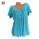 thumbnail image 1 of Camiseta de mujer con cuello en V, manga corta, camiseta de verano informal estampada, azul, M Vogacara AP001653-42, 1 of 6