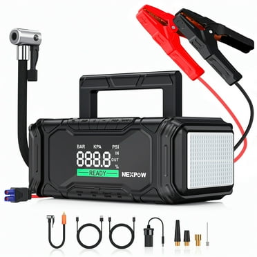 NEXPOW Jump Starter with Air Compressor, 4000A Car Battery Jump Starter (Up to 8L Gas 8L Diesel Engine) with 160PSI Digital Tire Inflator, 12V Battery Jump Pack,PD 60W Fast Charging