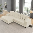 thumbnail image 2 of CKEASEAN 111''W 3-Seater Corduroy Modular Sectional Sofa with Ottoman, Modern L-Shaped Convertible Cloud Couch with 8 Pillows, Tufted Upholstered Sleeper Sofa for Living Room, Apartment, 2 of 10