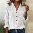 thumbnail image 5 of Neewe Womens Classic Plain Shirt Casual Collar Long Sleeve Loose Fit Button Down Tops Daily Outfits, 5 of 5