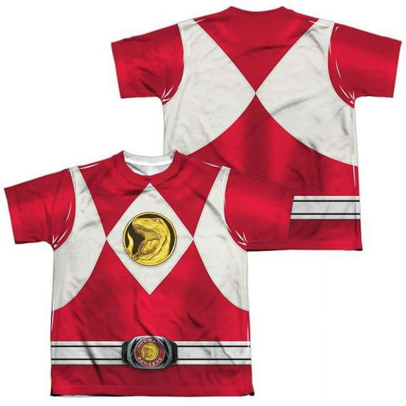 Power Rangers - Red Ranger Emblem (Front/Back Print) - Youth Short Sleeve Shirt - X-Large