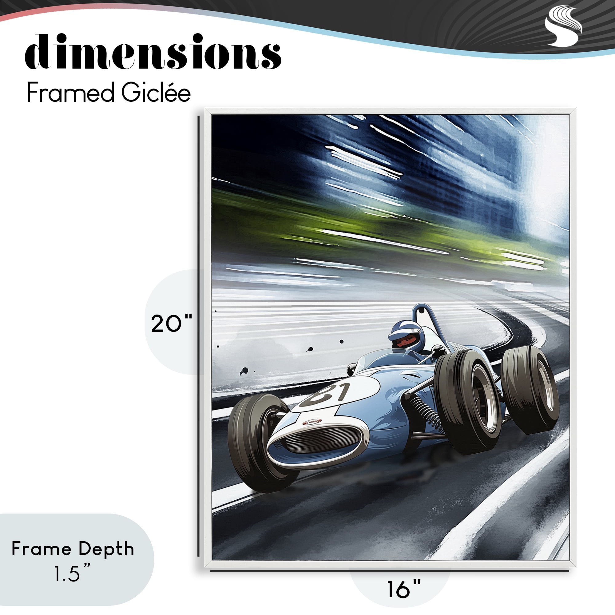 Stupell Industries Speeding Racecar Driver White Framed Giclee Art, design by Christine Simpson Art