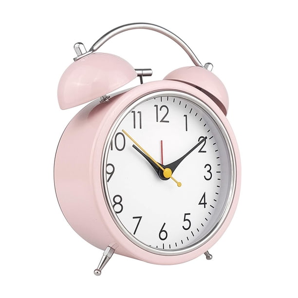 Reloj Despertador Analógico Pequeño Con Pilas, Silencioso, Sin Tictac Pitidos Ascendentes Repeticion Funciones De Luz Facil De Configurar Blanco