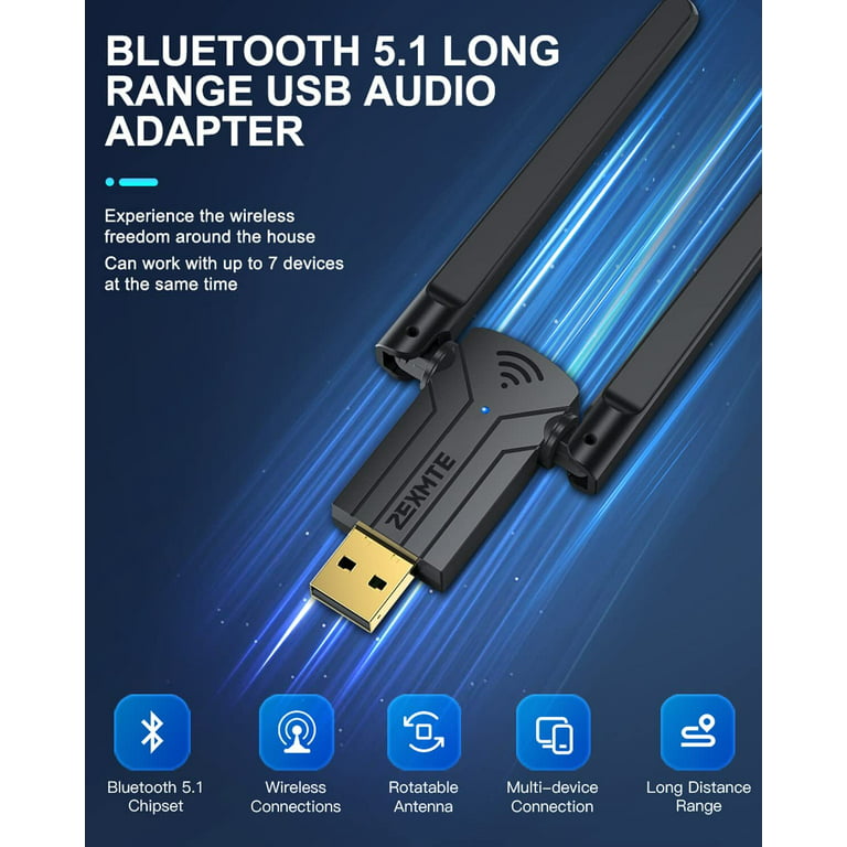 USB Bluetooth Adapter for PC 5.1 - Bluetooth Dongle 5.1 USB Bluetooth  Dongle for PC - Windows 11/10 Plug and Play. for Computer Desktop, Laptop