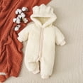 thumbnail image 5 of Gunia Toddler Boys Girls Pajamas Snowsuit Fleece Bodysuit Long Sleeve Romper With Cute Animal Ears Fall Winter Onesie Clothes Set Beige 9-12 Months, 5 of 6