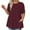 Wine, variant on Uaswgudfs Women's Plus Size Short Sleeve Blouse with Arc Hem and Front Pockets - Lightweight Striped Top for Summer