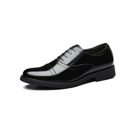 

Wazshop Mens Oxfords Lace Up Dress Shoes Formal Leather Shoe Comfort Business Flats Men Fashion Lightweight Black Slip-on 4.5