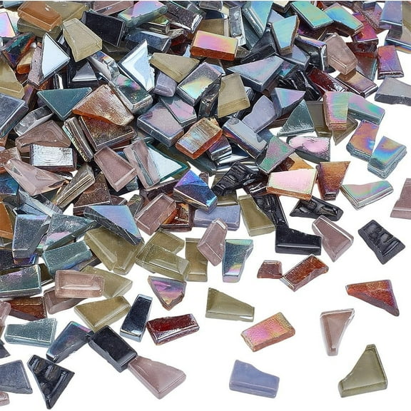 520pcs/400g Irregular Shape Mosaic Tiles Glass Mosaic Tiles Black Decorative Cabochons Tiles for oto Frame Coaster Making Home Decoration Flowerpots DIY Arts Craft 1box