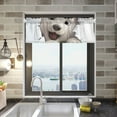 thumbnail image 2 of White Bear Face Wall Curtain Valances Farmhouse Design Window Treatment Decor Blackout Rod Pocket for Windows Living Room Kitchen 54" x 18", 2 of 5