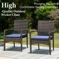 thumbnail image 3 of 6 Pieces Outdoor Patio Dining Set with 10 Ft Umbrella Square Metal Table & Wicker Chairs Furniture Set- Navy Blue, 3 of 14