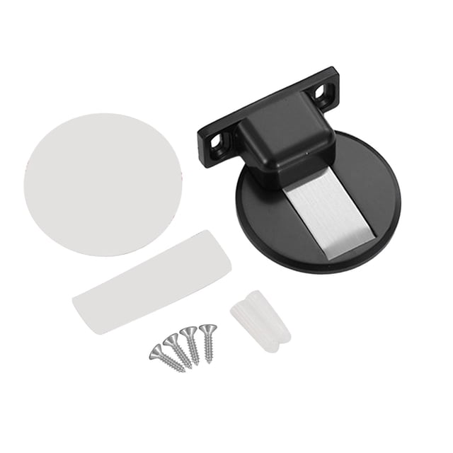 Tope de puerta con succión de piso, resistente, ajustable, compacto, soporte para tope de puerta Negro